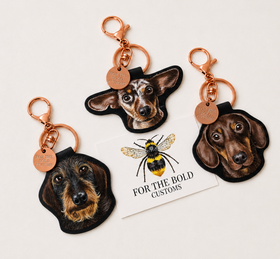 For The Bold Customs handmade pet portrait keychains