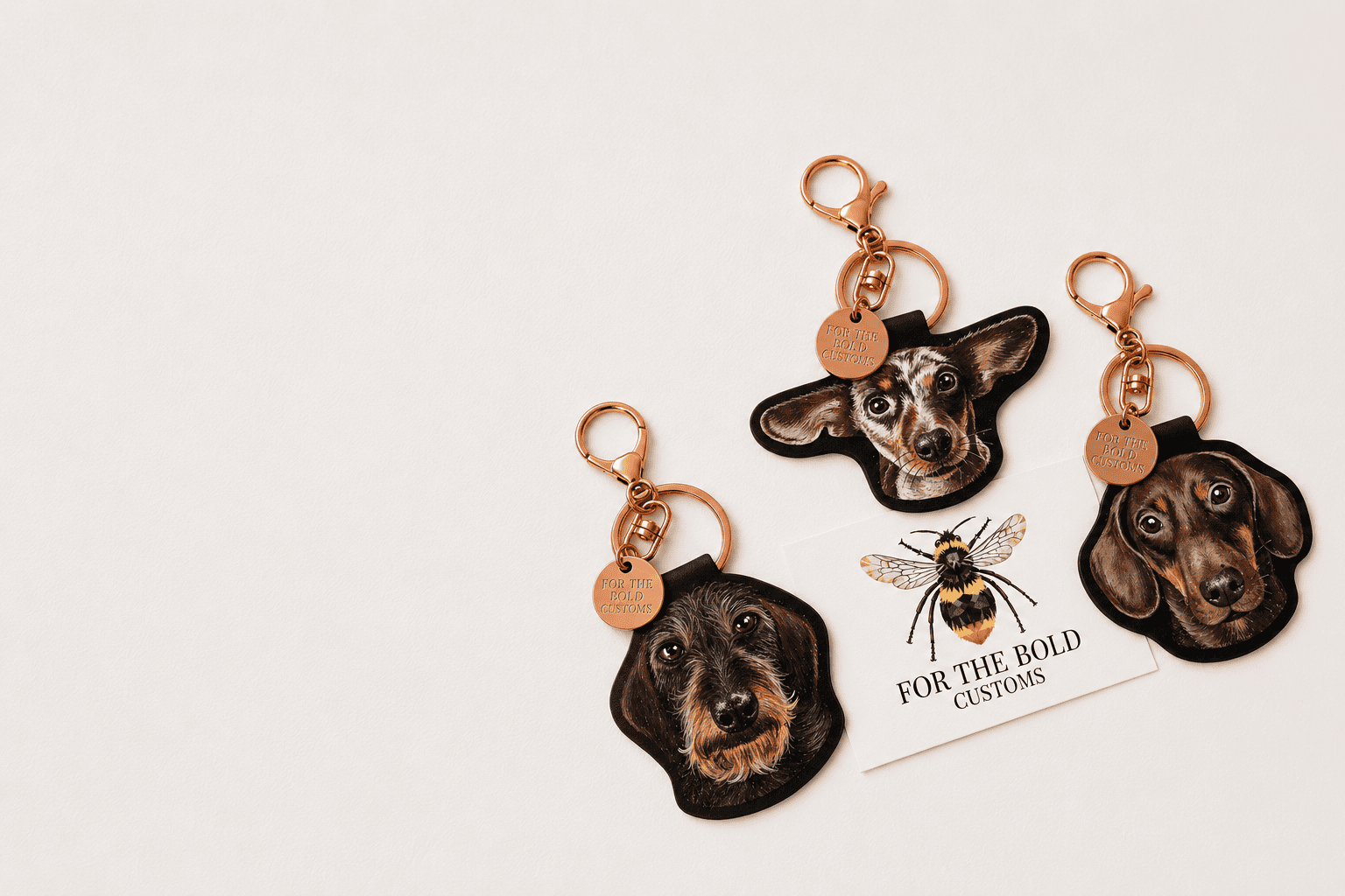 For The Bold Customs handmade pet portrait keychains