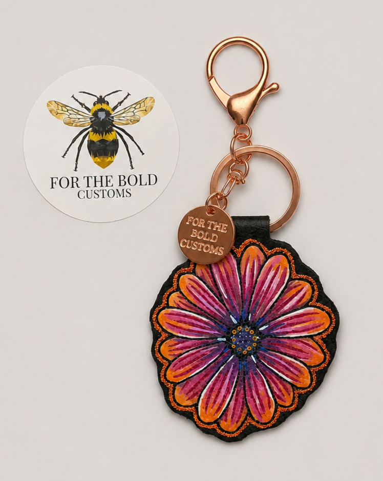 Handmade Bloom Leather Keyring