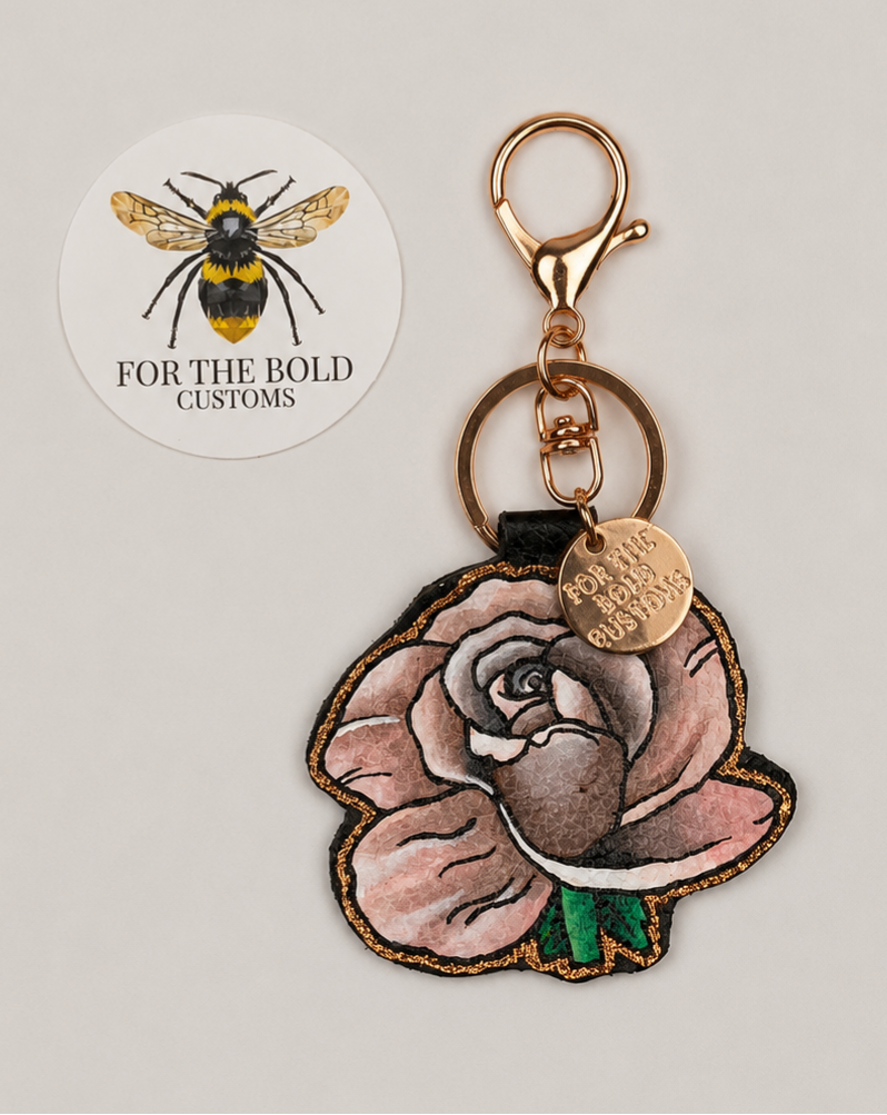 Vintage Rose Leather Keyring