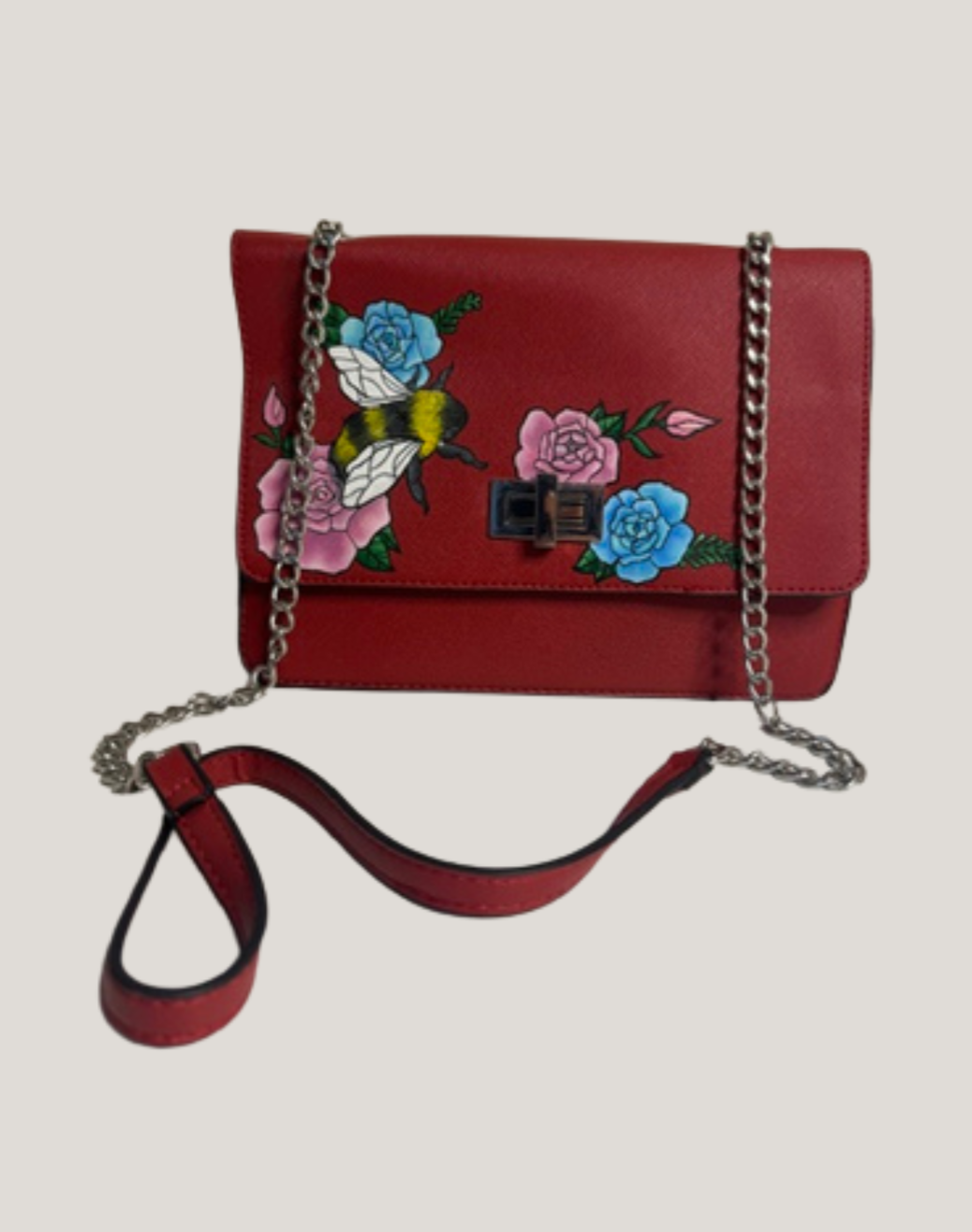 Hand-Painted Bumblebee Crossbody Bag